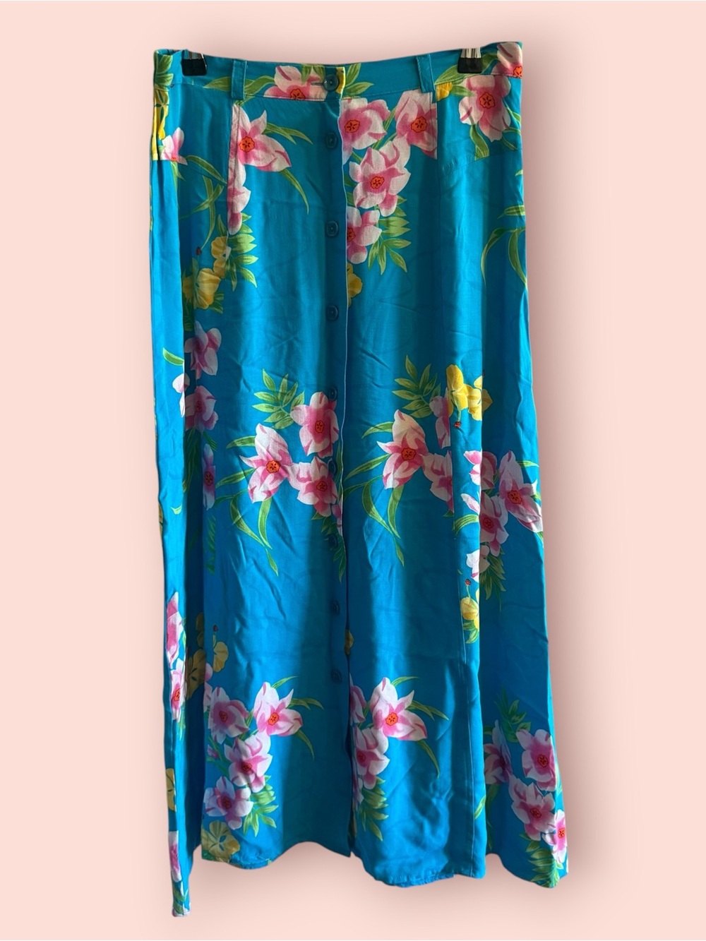Vintage Sag Harbor Tropical Floral Rayon Maxi Skirt